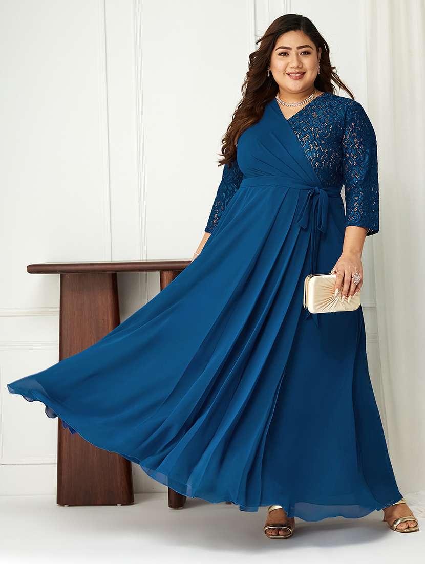 women plus size self designed lace dress