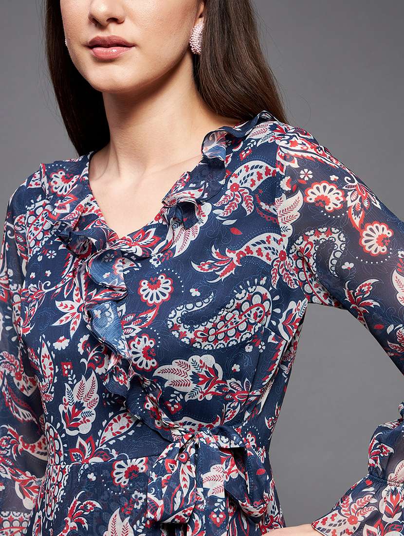 women paisley print long sleeve wrap dress - 22363771 -  Standard Image - 1