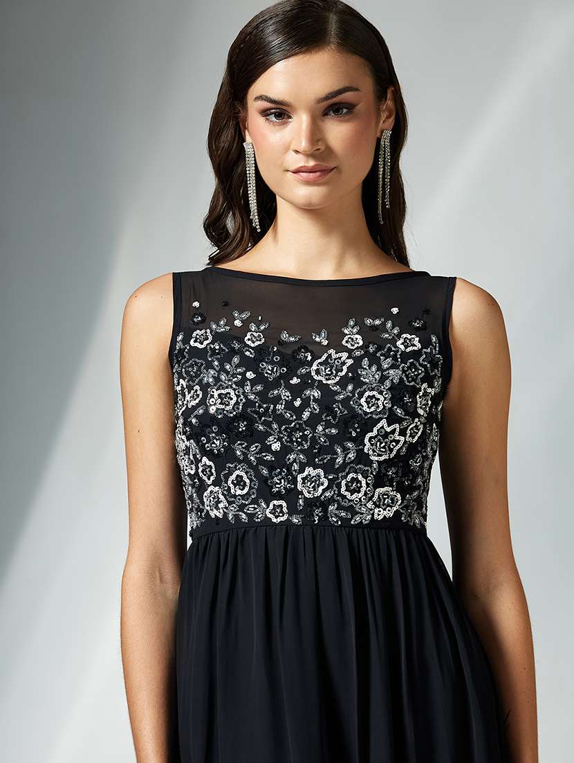 women embroidered sleeveless fit & flare dress - 22363780 -  Standard Image - 1