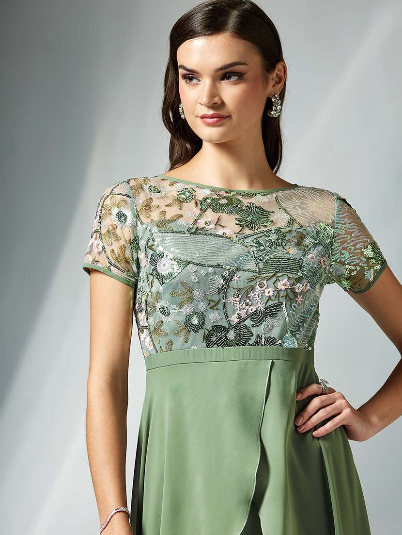 women sequined short sleeve asymmetric dress - 22363783 -  Standard Image - 1