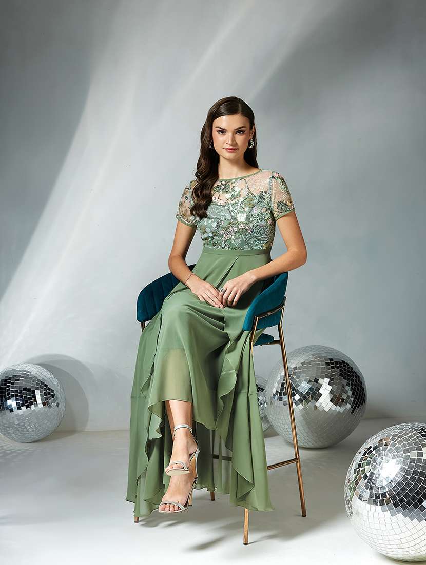 women sequined short sleeve asymmetric dress - 22363783 -  Standard Image - 4