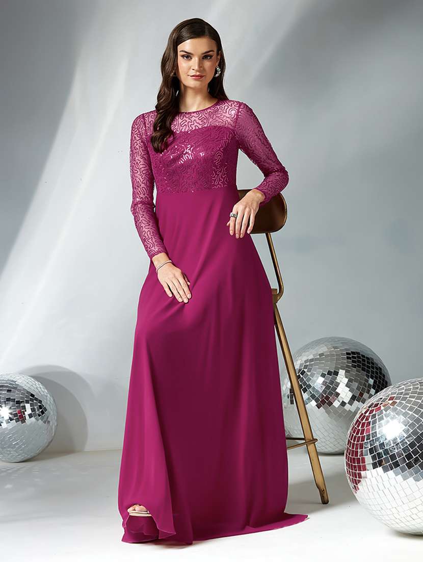 women embellsihed long sleeve fit & flare dress - 22363788 -  Standard Image - 4