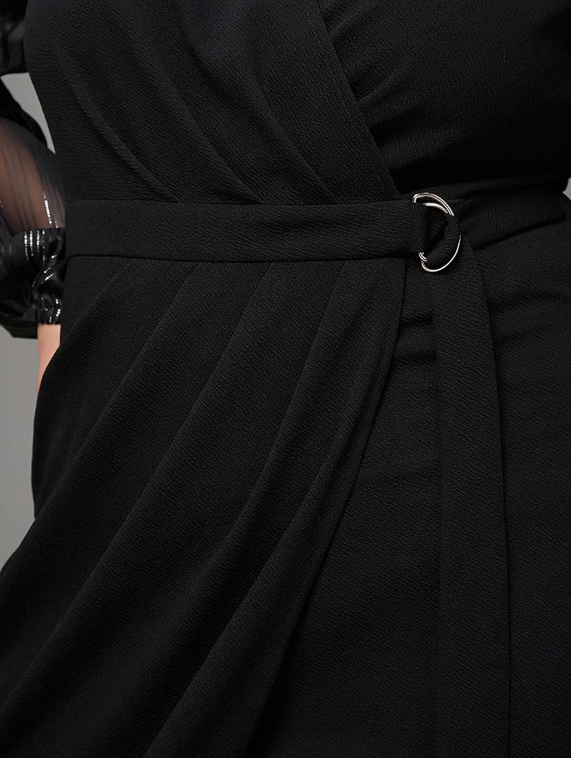 women plus size solid puff sleeve dress - 22363812 -  Standard Image - 4