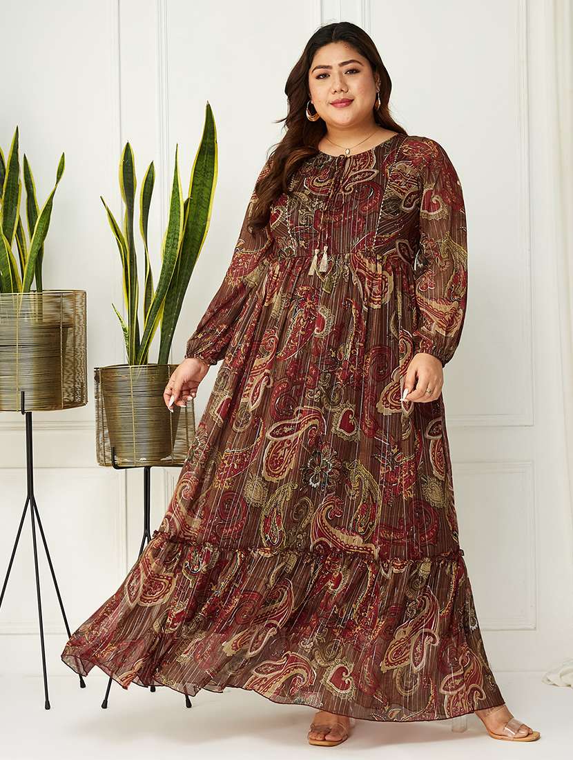 women plus size printed tiered dress