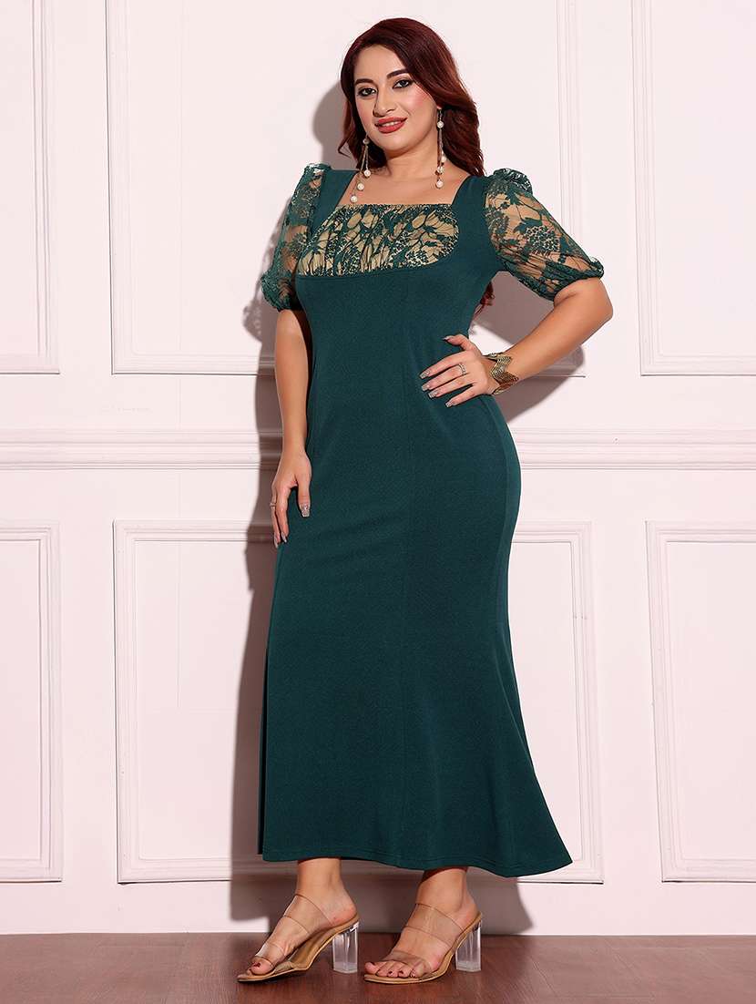 women plus size self designed lace dress - 22363823 -  Standard Image - 1