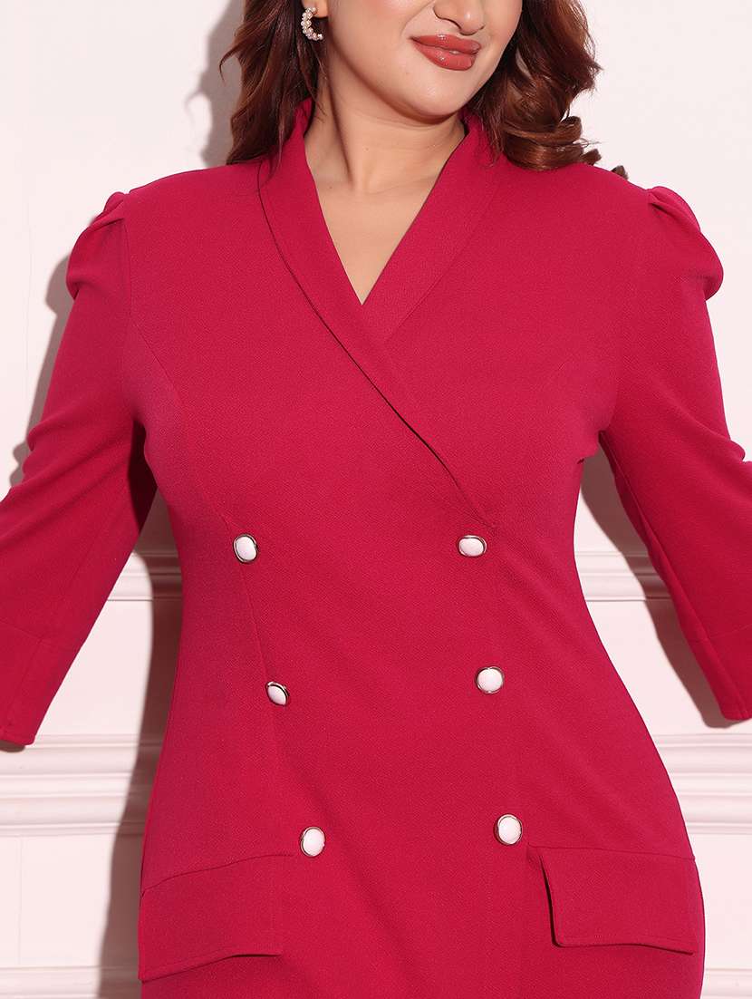 women plus size solid long sleeve coat dress - 22363824 -  Standard Image - 4