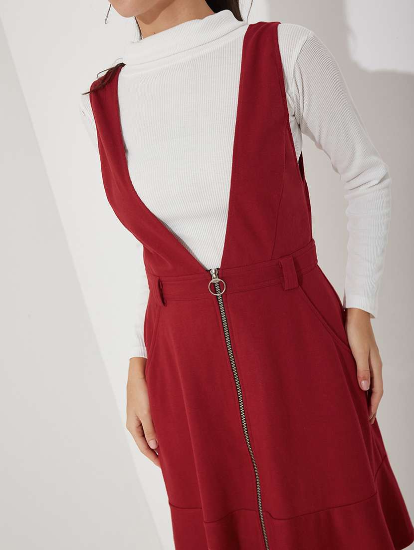 women solid sleeveless dungaree dress - 22363831 -  Standard Image - 4