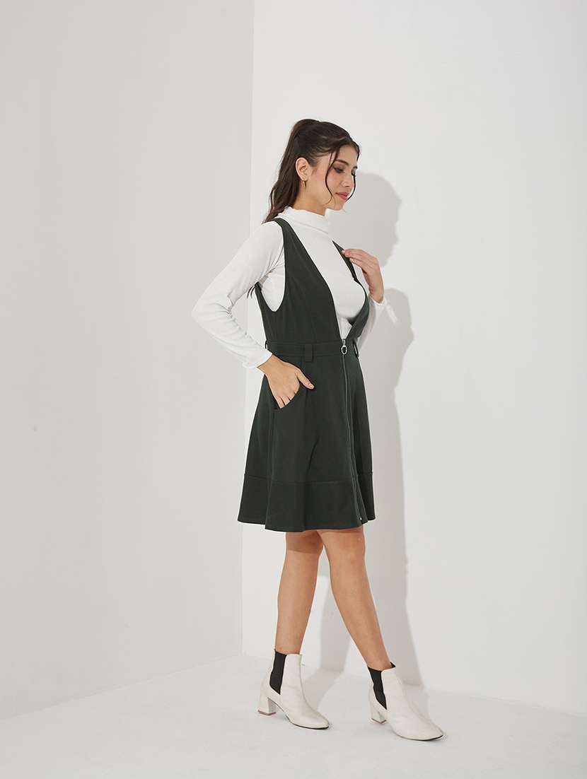 women solid sleeveless dungaree dress - 22363832 -  Standard Image - 1