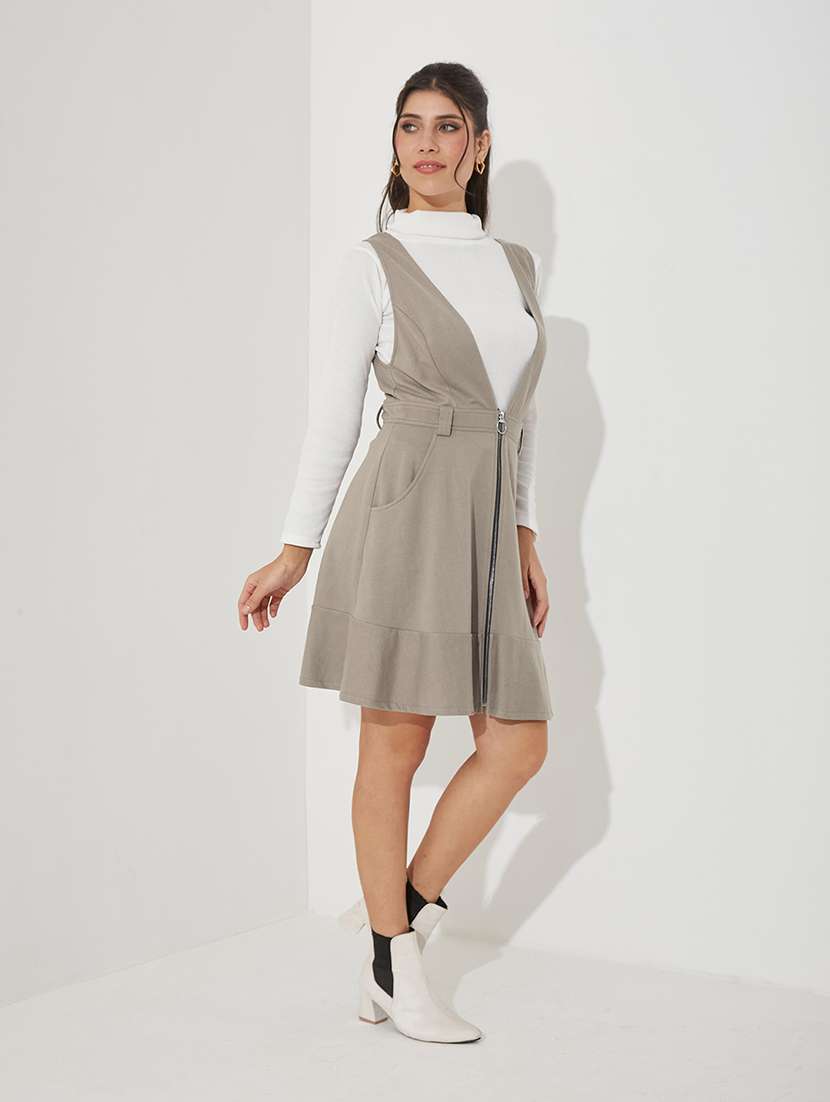 women solid sleeveless dungaree dress - 22363833 -  Standard Image - 1