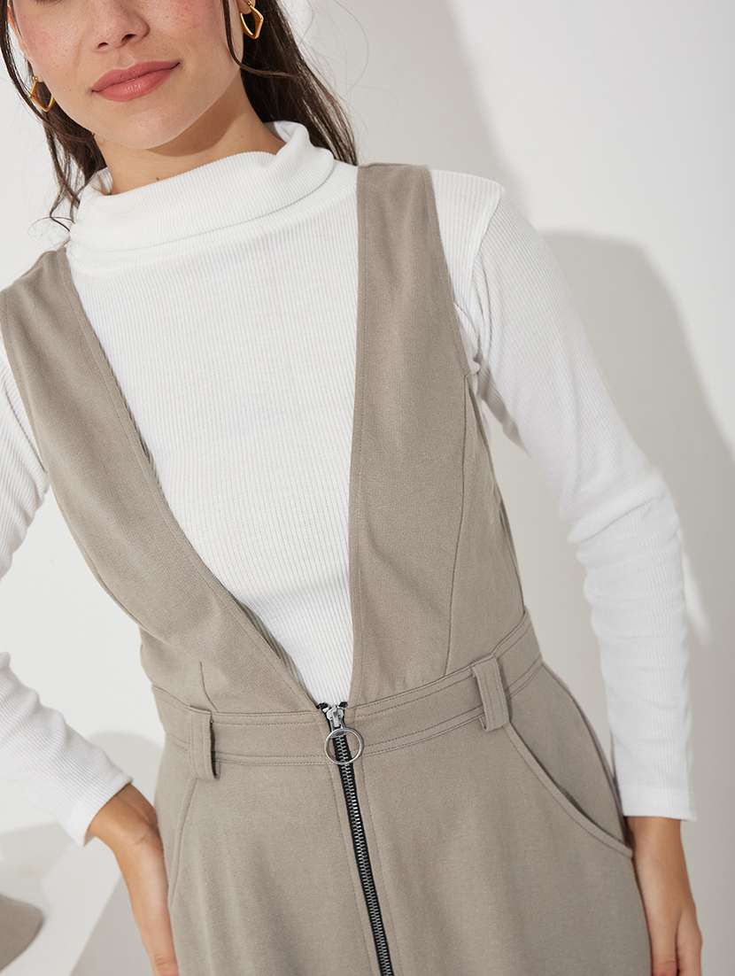 women solid sleeveless dungaree dress - 22363833 -  Standard Image - 4