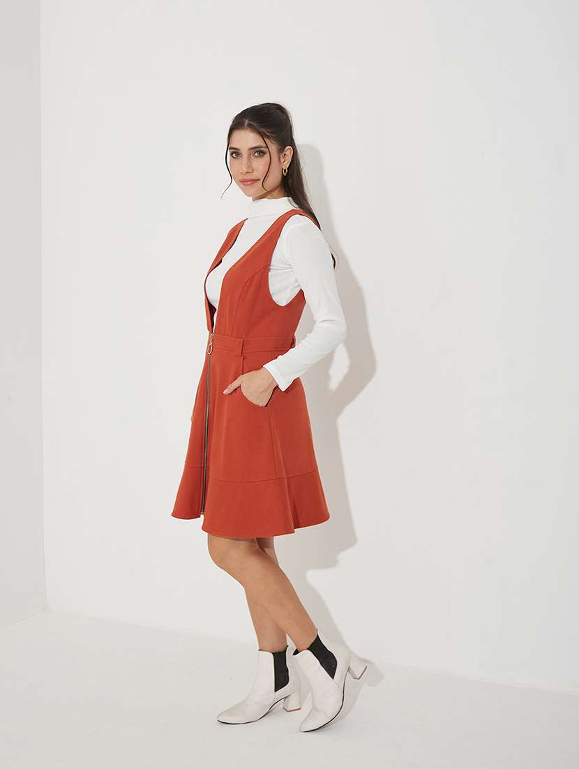 women solid sleeveless dungaree dress - 22363834 -  Standard Image - 1