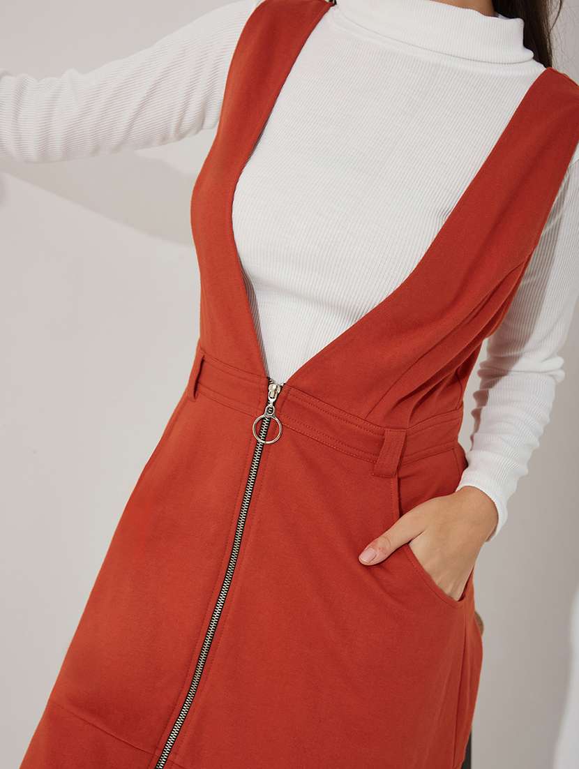 women solid sleeveless dungaree dress - 22363834 -  Standard Image - 4