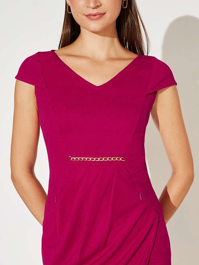 women solid short sleeve bodycon dress - 22363844 -  Standard Image - 4