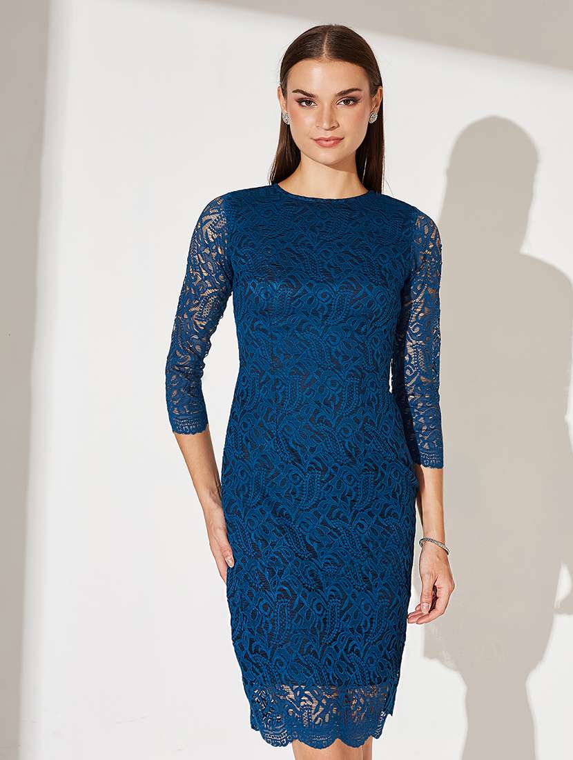 women self designed lace bodycon dress