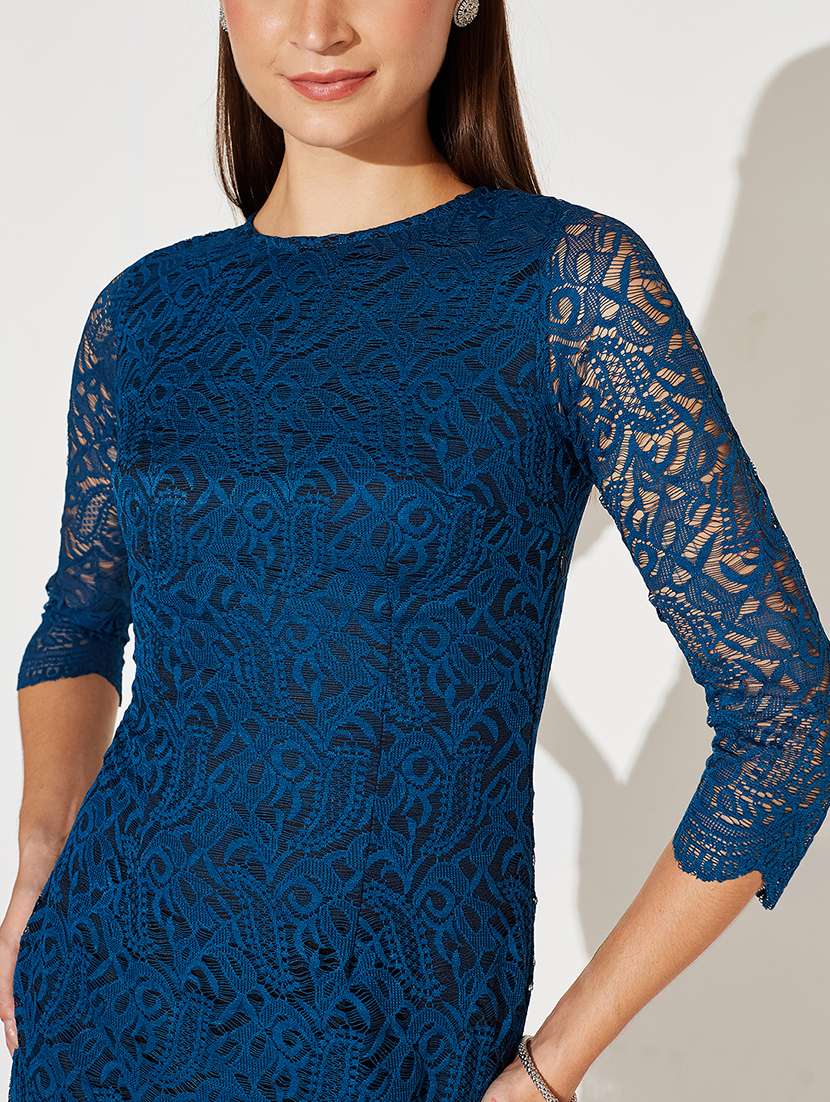 Women Self Designed Lace Bodycon Dress - 22363860 -  Standard Image - 4