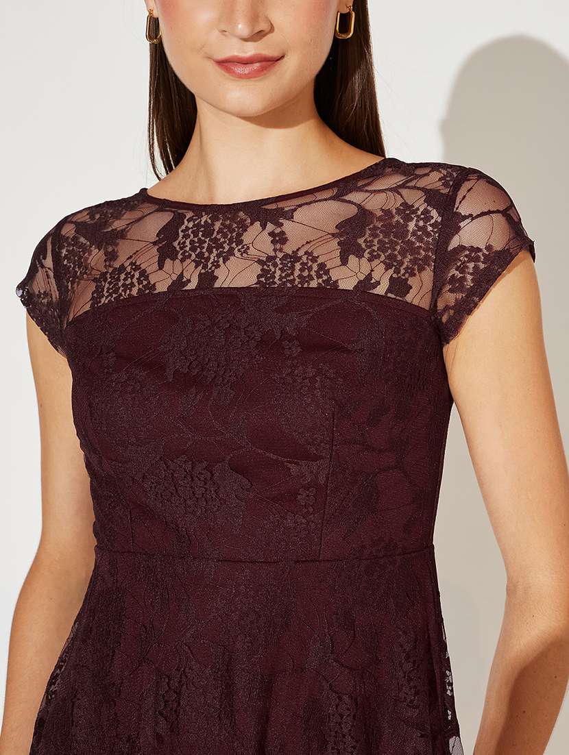 women self designed lace fit & flare dress - 22363874 -  Standard Image - 4