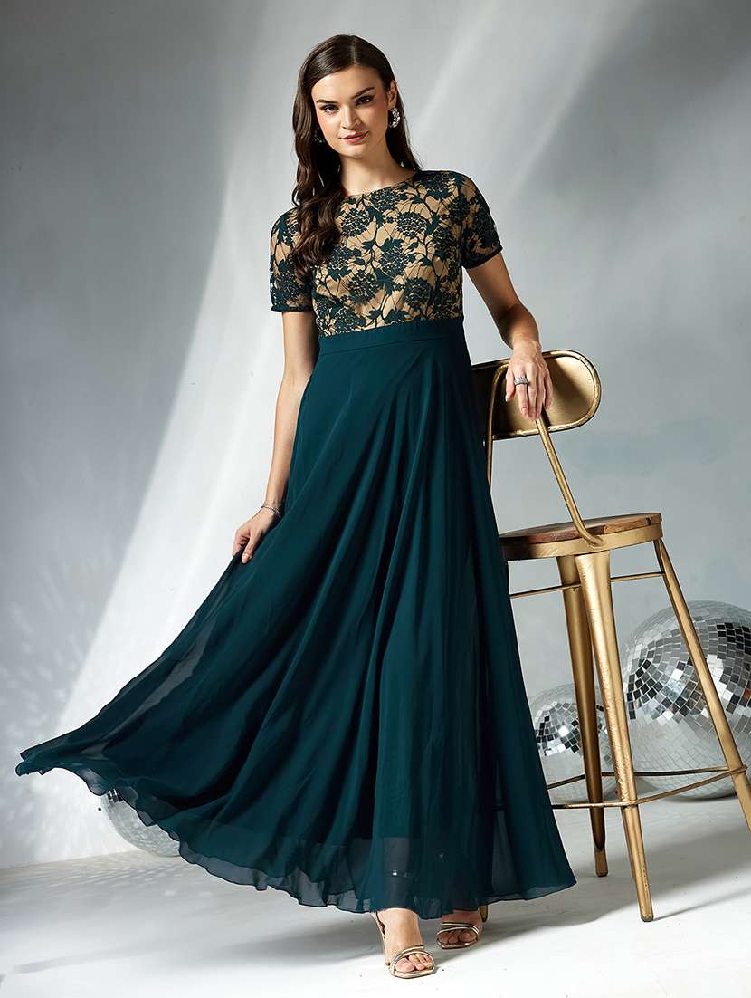 women floral short sleeve lace fit & flare dress - 22363888 -  Standard Image - 4