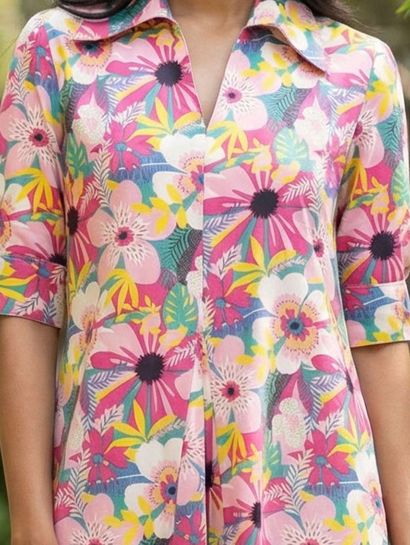 women floral print collared a-line dress - 22363899 -  Standard Image - 4