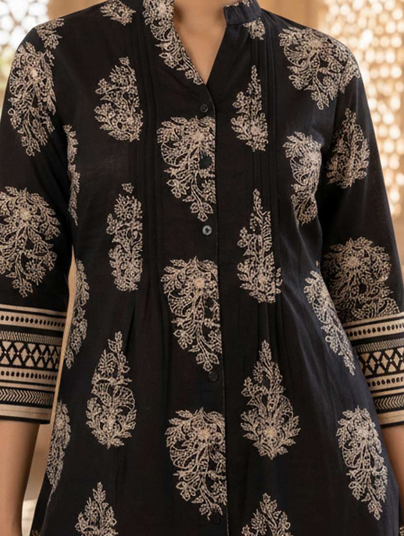 women printed three quarter sleeve a-line kurti - 22363900 -  Standard Image - 4