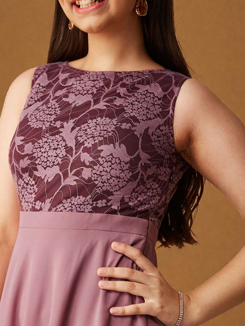 girls solid sleeveless lace fit & flare dress - 22363902 -  Standard Image - 4