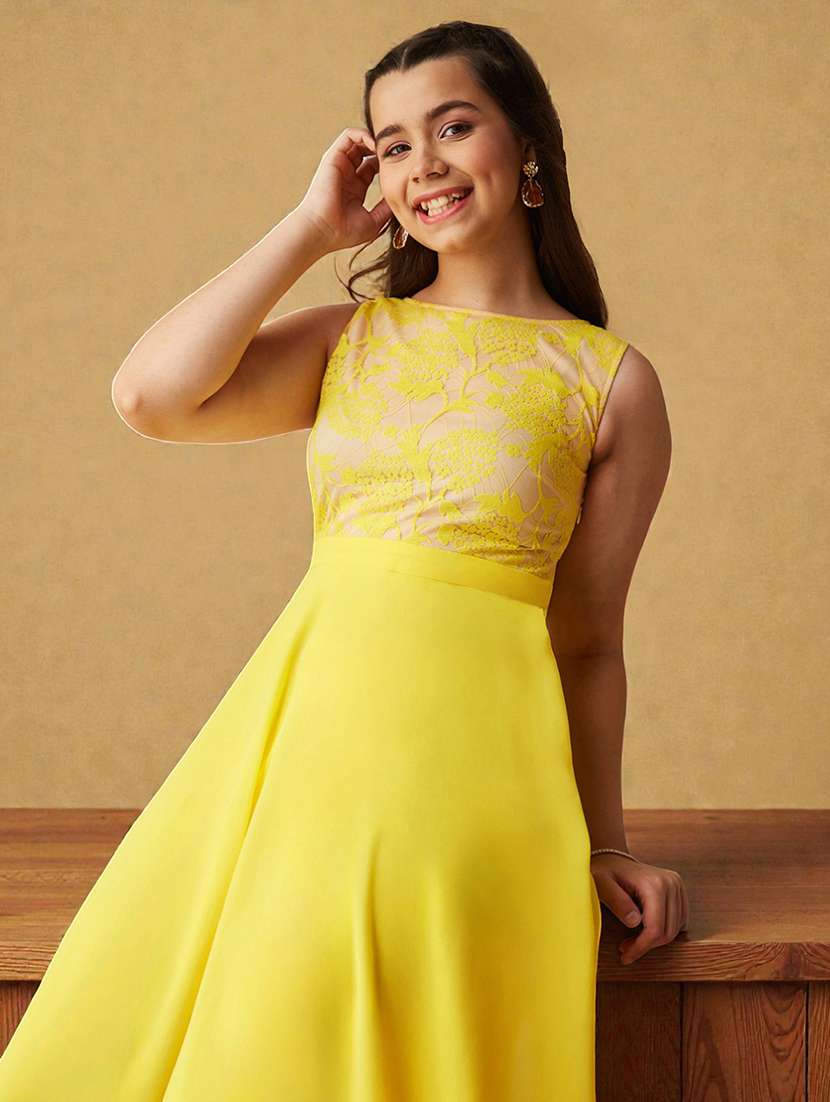 girls solid sleeveless lace fit & flare dress - 22363911 -  Standard Image - 4