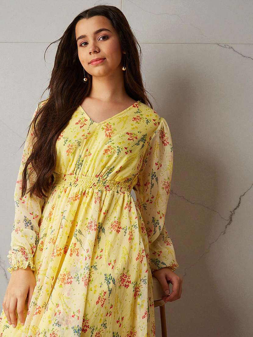 girls floral print puff sleeve fit & flare dress - 22363913 -  Standard Image - 4