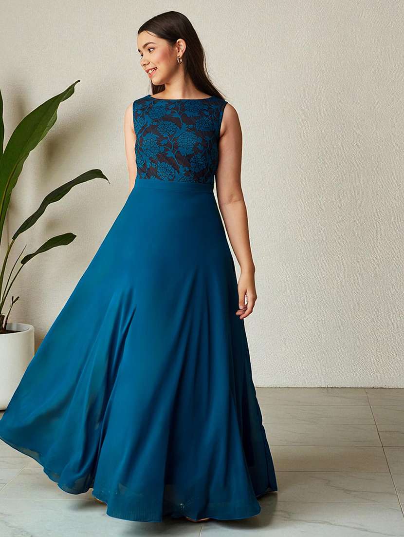 girls solid sleeveless lace fit & flare dress - 22363915 -  Standard Image - 1