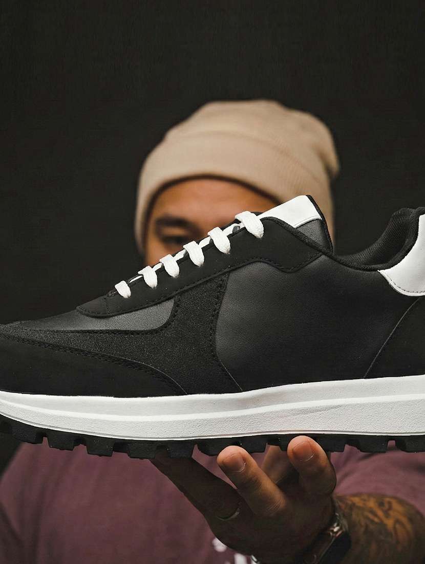 men black lace up sneaker - 22363925 -  Standard Image - 1