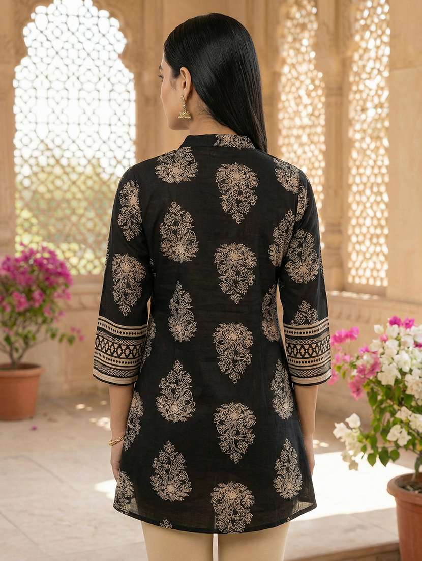 women printed three quarter sleeve a-line kurti - 22363926 -  Standard Image - 4