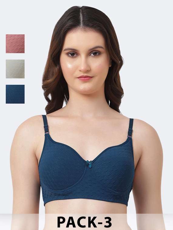 women pack of 3 solid non wired bra