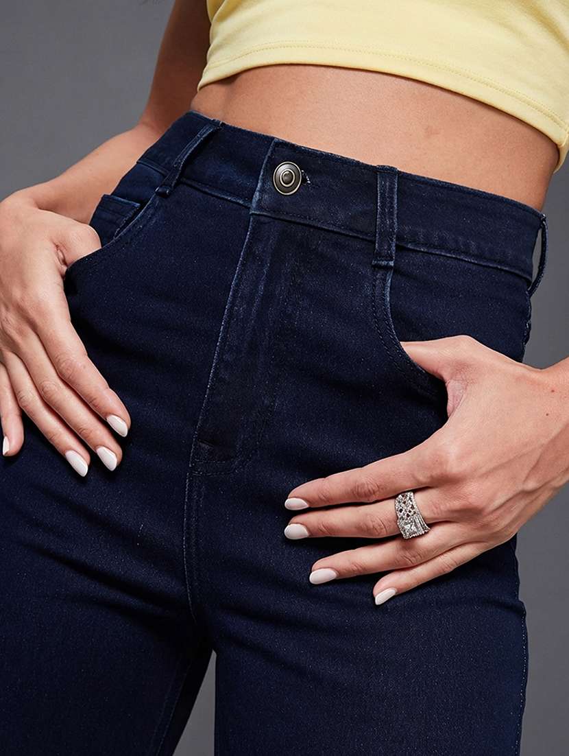 women solid high rise wide leg jeans - 22364041 -  Standard Image - 4