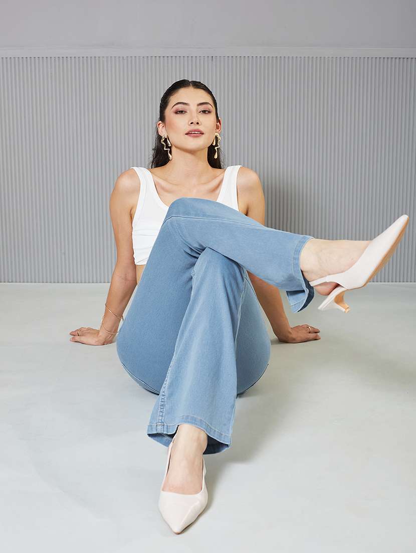 women solid high rise bootcut jeans - 22364044 -  Standard Image - 4