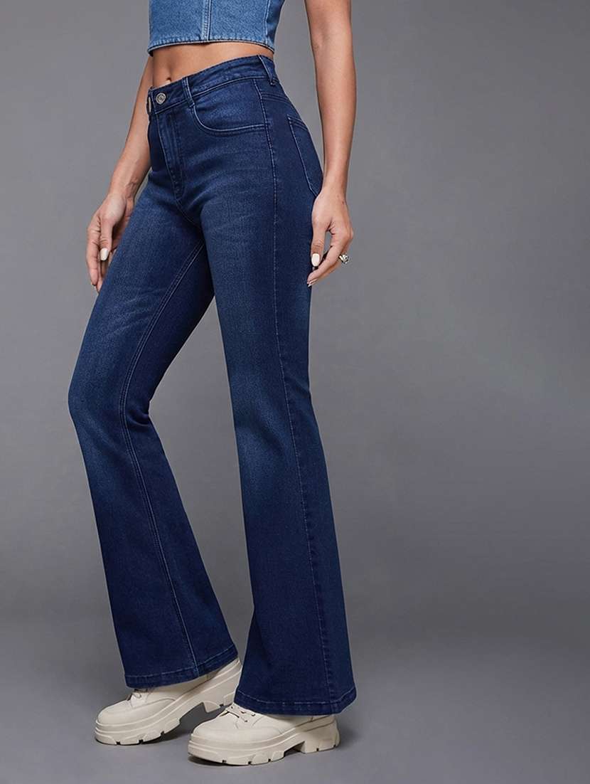 women solid high rise bootcut jeans - 22364045 -  Standard Image - 1