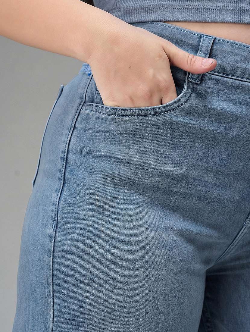 women solid high rise wide leg jean - 22364046 -  Standard Image - 1