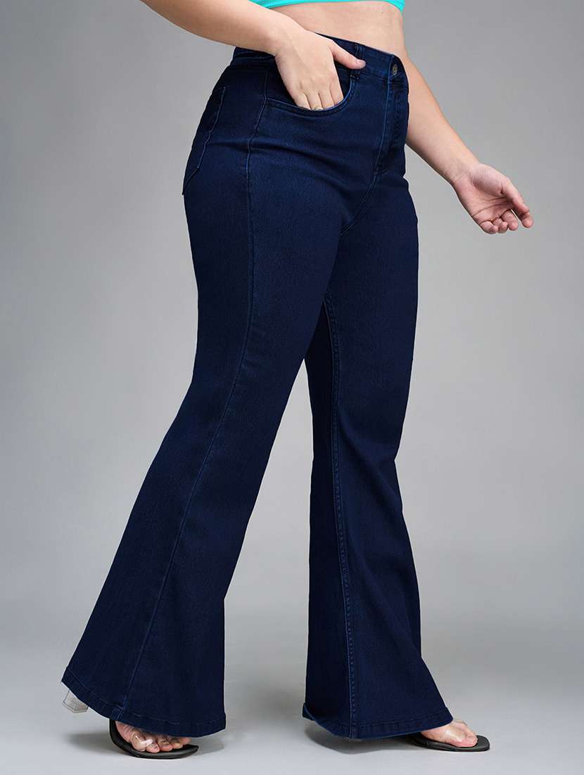 women solid high rise bootcut jeans - 22364047 -  Standard Image - 1