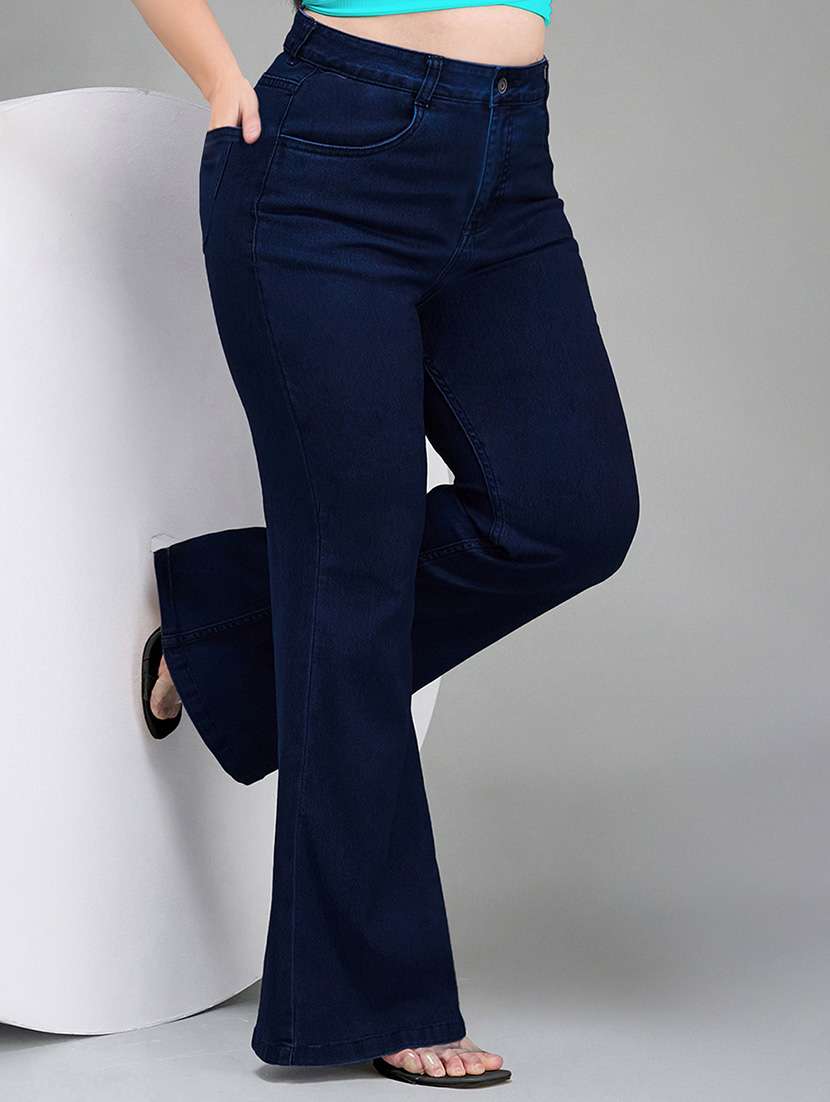 women solid high rise bootcut jeans - 22364047 -  Standard Image - 1