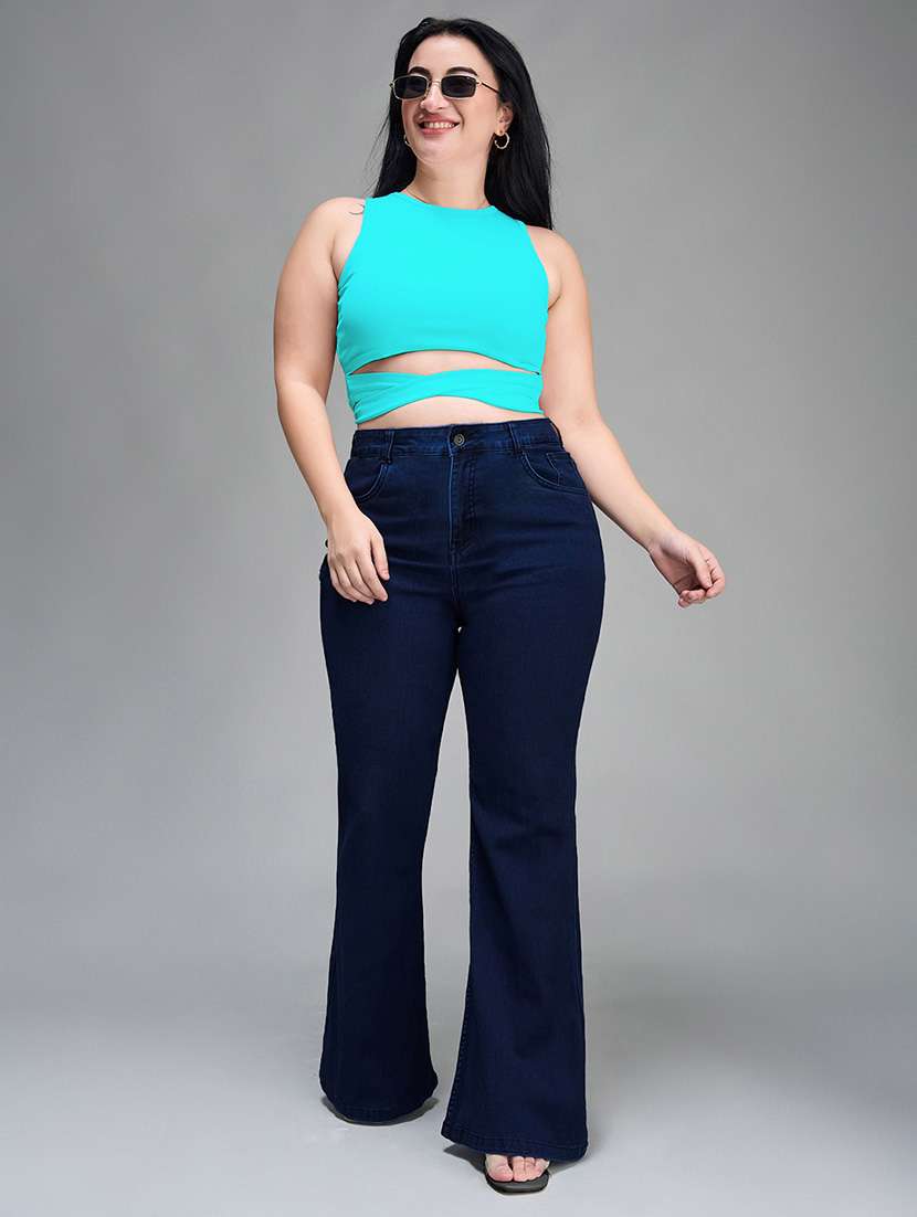 women solid high rise bootcut jeans - 22364047 -  Standard Image - 4