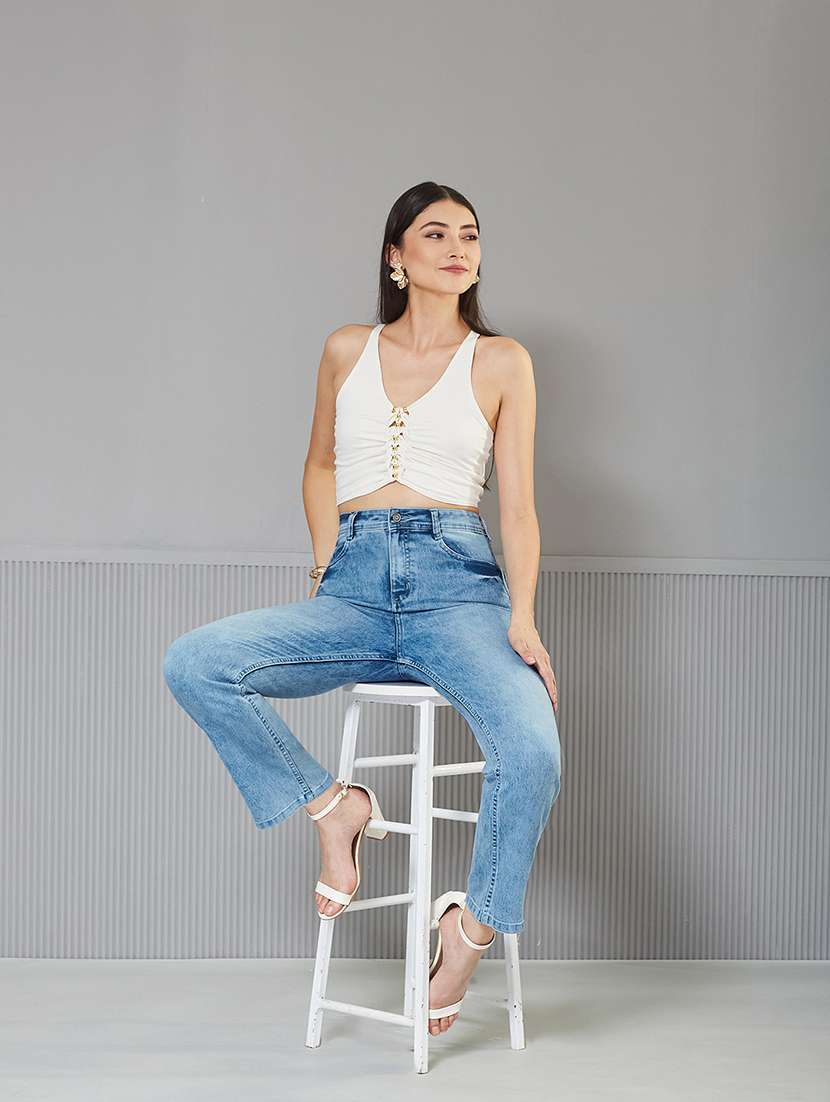 women solid high rise bootcut jeans - 22364048 -  Standard Image - 4