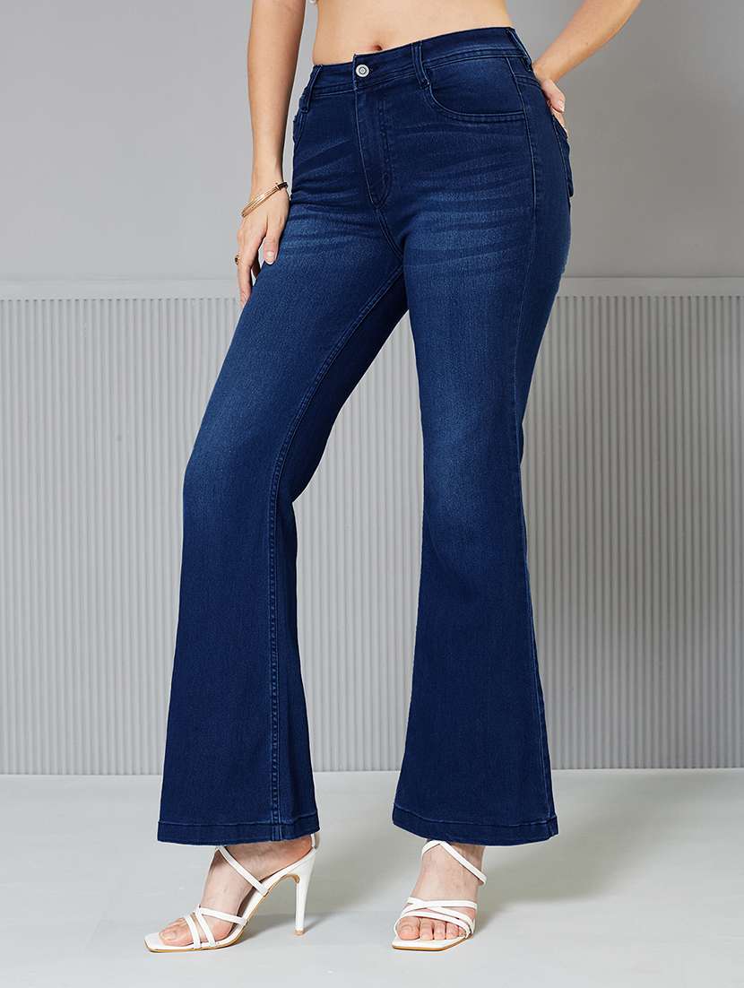 women solid high rise bootcut jeans - 22364050 -  Standard Image - 1