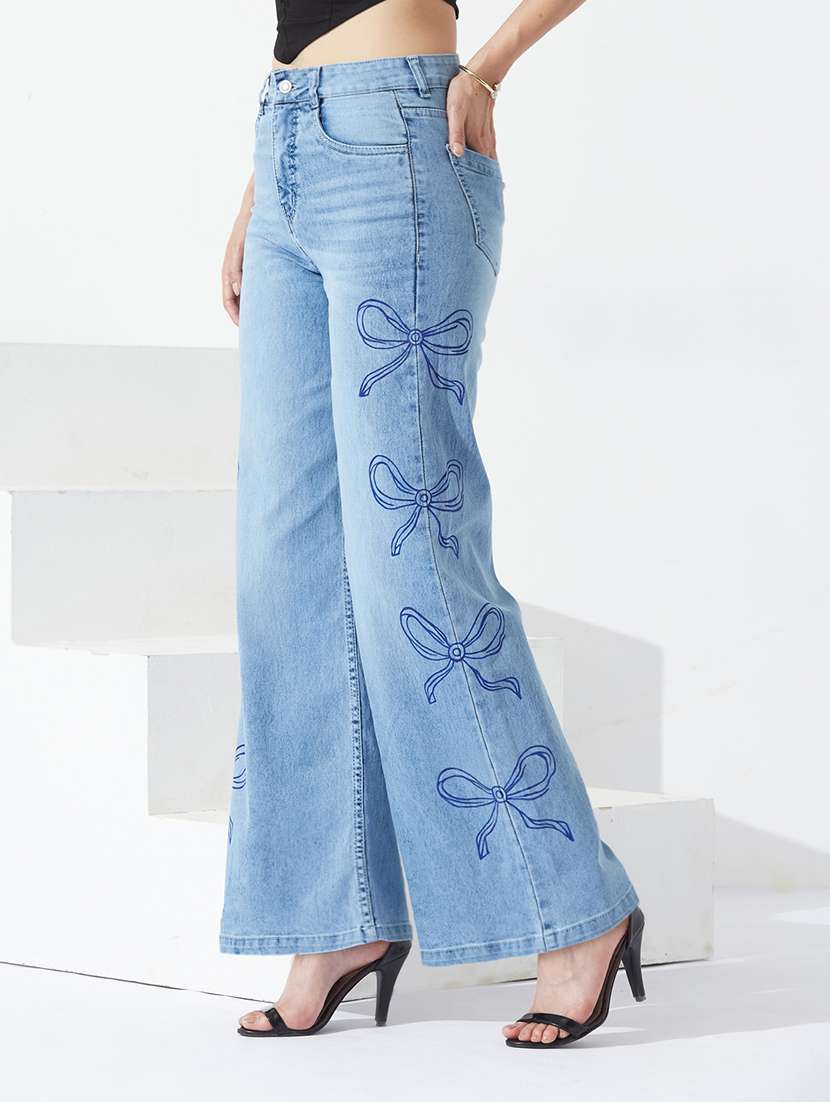 women printed high rise wide leg jeans - 22364058 -  Standard Image - 1