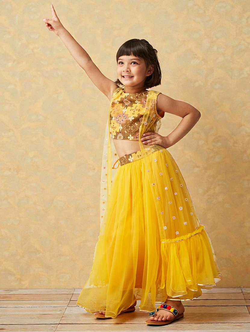 girls printed lehenga and choli with embellished shrug - 22364060 -  Standard Image - 1