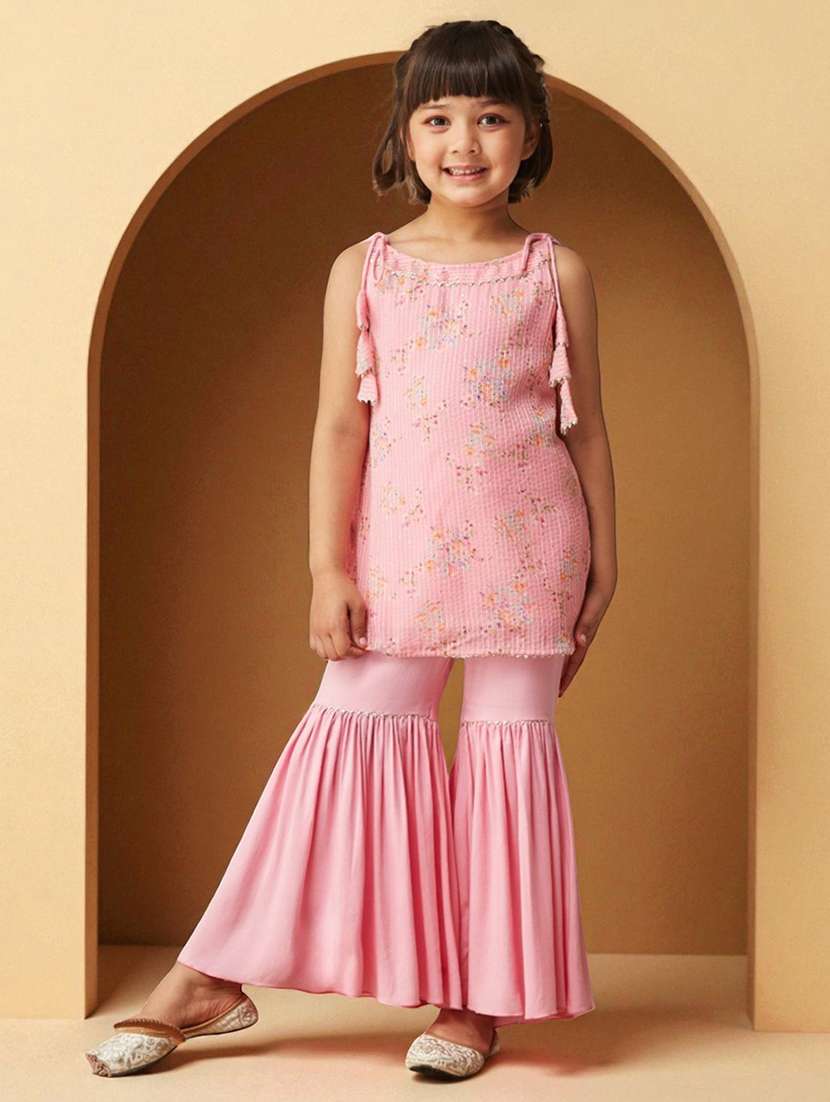 girls printed sleeveless kurta and sharara set - 22364061 -  Standard Image - 1