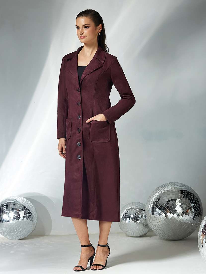 maroon polyester jacket lapel party wear - 22364068 -  Standard Image - 1