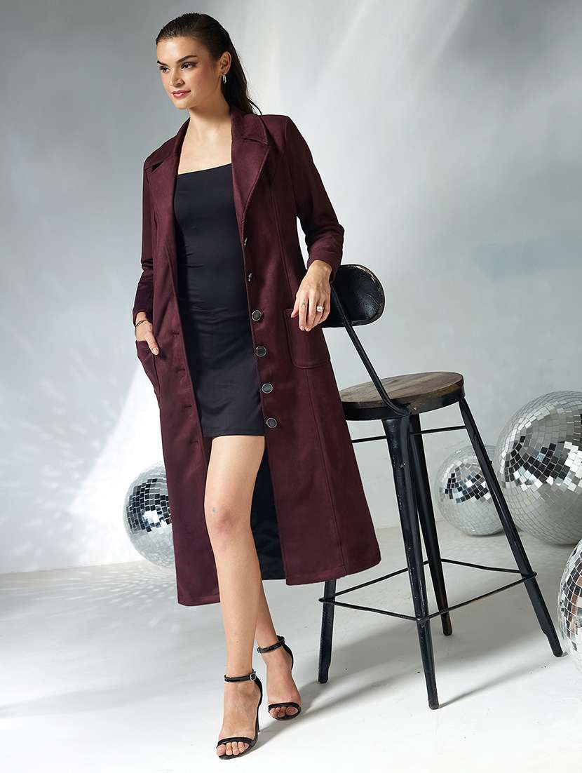 maroon polyester jacket lapel party wear - 22364068 -  Standard Image - 4