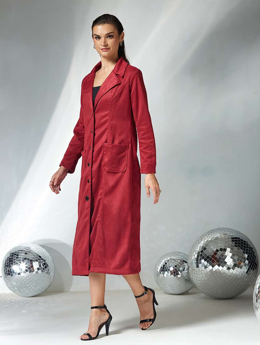 women solid long sleeve trench coat - 22364069 -  Standard Image - 1