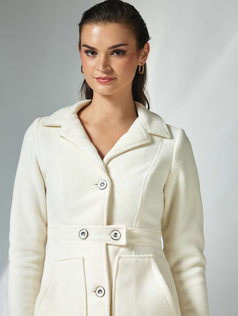 women solid long sleeve trench coat - 22364072 -  Standard Image - 4