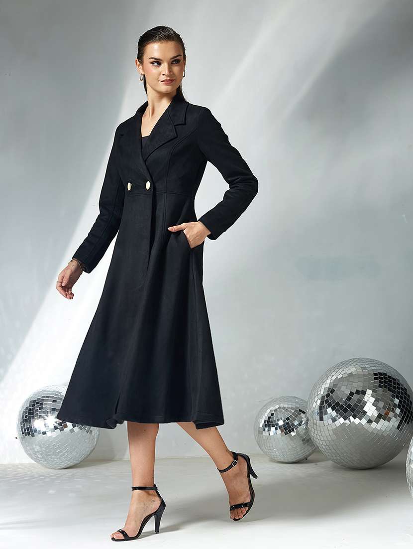 women solid long sleeve trench coat - 22364085 -  Standard Image - 4