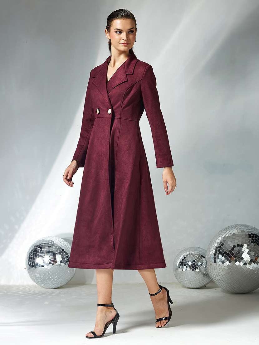 women solid long sleeve trench coat - 22364086 -  Standard Image - 1