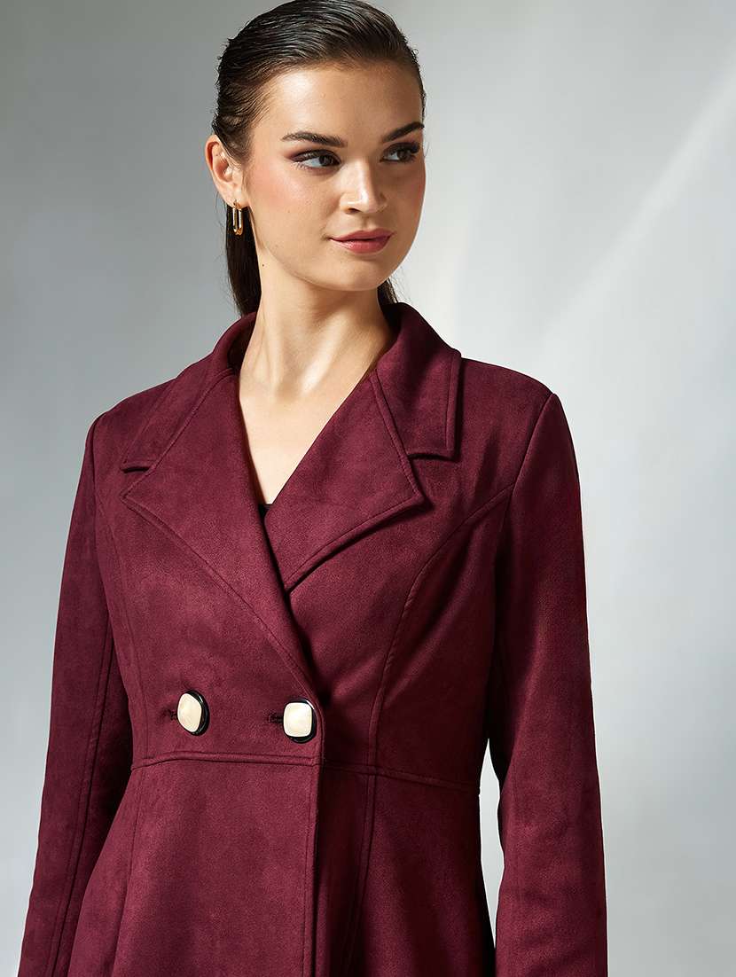 women solid long sleeve trench coat - 22364096 -  Standard Image - 1