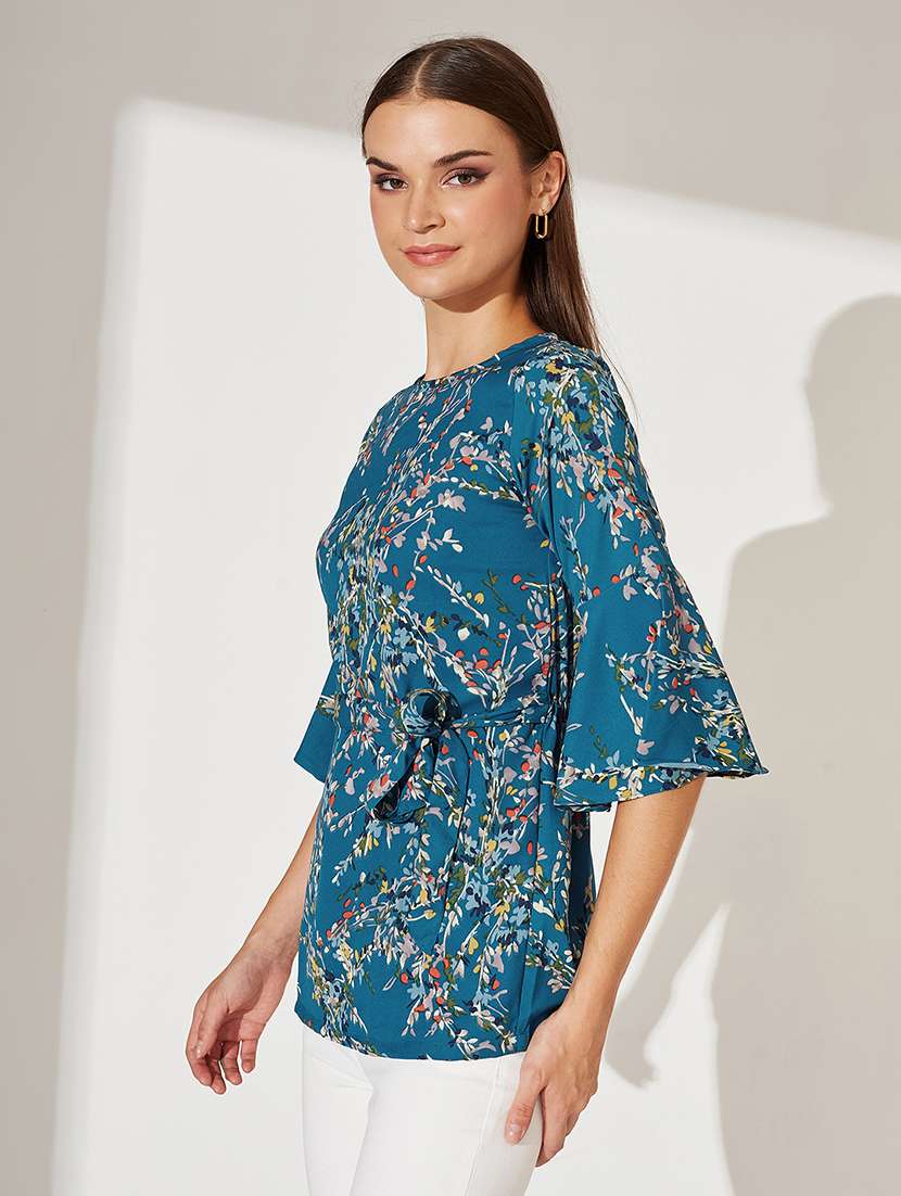 women floral print bell sleeve a-line top - 22364118 -  Standard Image - 1